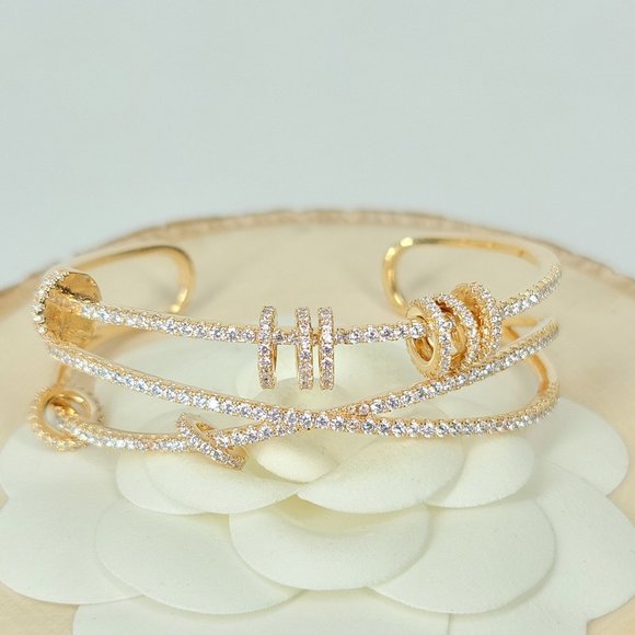 NEW Pave CZ Open Cuff Bangle Bracelet - Picture 8 of 12